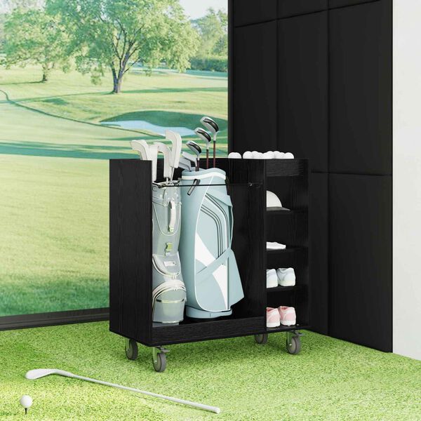vidaXL Dulap Golf cu roata Simplu Stejar Negru 90 x 45 x 98 cm