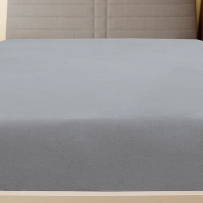 vidaXL Cearșaf de pat cu elastic, 2 buc., gri, 140x200 cm, bumbac