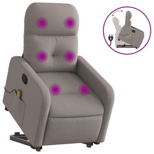 vidaXL Fotoliu rabatabil de masaj cu ridicare, gri taupe, textil