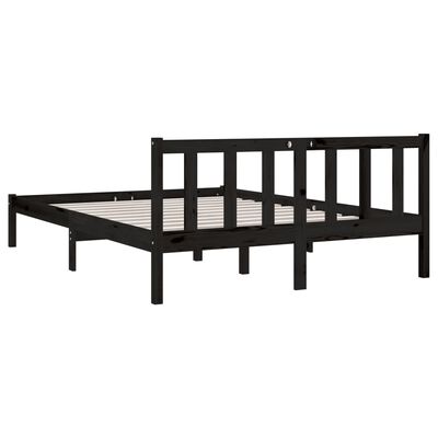 vidaXL Cadru de pat, negru, 140x190 cm, lemn de pin masiv