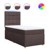 vidaXL Pat box spring cu saltea, maro &icirc;nchis, 90x190 cm, textil