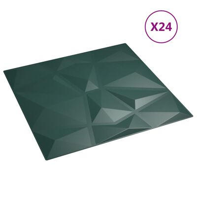 vidaXL Panouri de perete 24 buc. verde 50x50 cm XPS 6 m² diamant