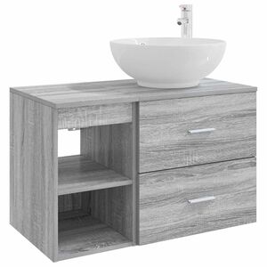 vidaXL Set de mobilier pentru baie 2 pcs Sonoma gri Lemn prelucrat