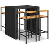 vidaXL Set bar pentru grădină, 5 piese, negru, poliratan/lemn acacia