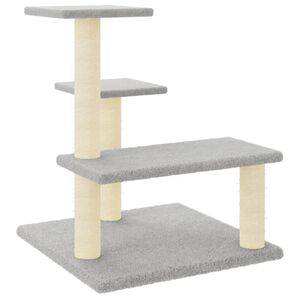 vidaXL Ansamblu de pisici, st&acirc;lpi din funie sisal, gri deschis, 61 cm