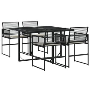 vidaXL Set mobilier de grădină cu perne, 5 piese, negru, poliratan