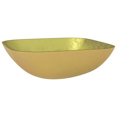vidaXL Chiuvetă din sticlă, auriu, 42x42x14 cm