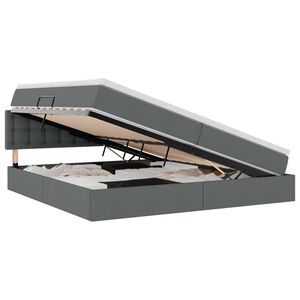 vidaXL Pat cu saltea și spațiu de depozitare Gri &icirc;nchis 200 x 200 cm