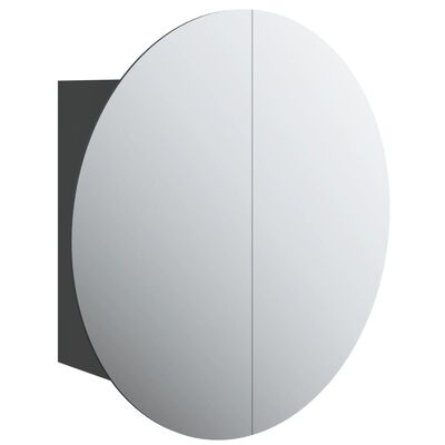 vidaXL Dulap de baie cu oglindă rotundă și LED, negru, 40x40x17,5 cm