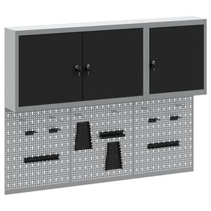 vidaXL Set dulap de unelte 5 buc. Negru Oțel vopsit electrostatic