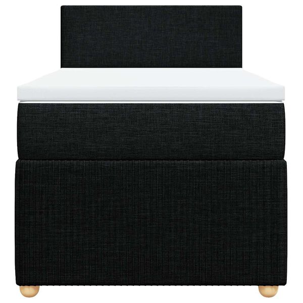 vidaXL Pat box spring cu saltea, negru, 90x190 cm, textil