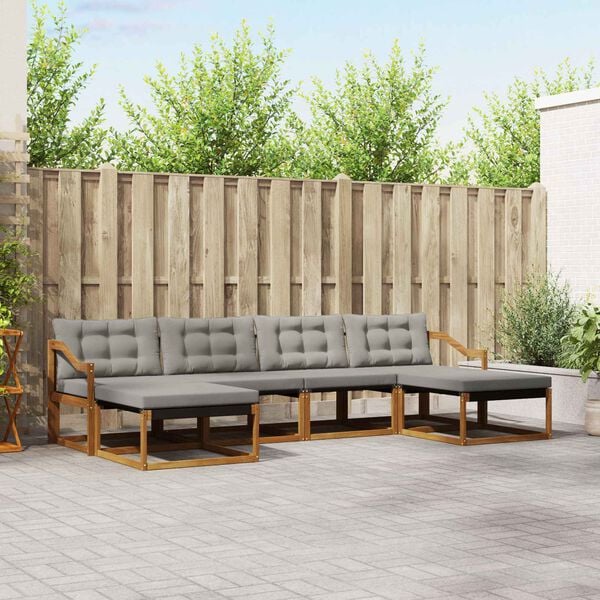 vidaXL Set de canapele de exterior 6 pcs Gri natural și deschis