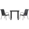 vidaXL Set mobilier de grădină, 3 piese, negru, textilenă și oțel