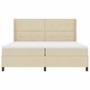 vidaXL Pat cu arcuri cu saltea cu headboard Crem 200 x 200 cm țesătură