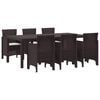 vidaXL Set de masă pentru grădină 7 pcs Maro Polipropilenă
