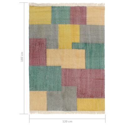 vidaXL Covor kilim țesut manual, multicolor, 120 x 180 cm, bumbac