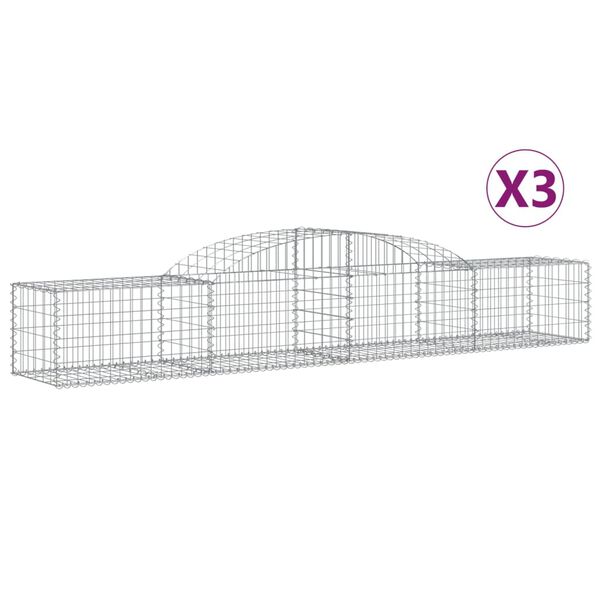 vidaXL Coșuri gabion arcuite, 3 buc., 300x50x40/60 cm, fier galvanizat