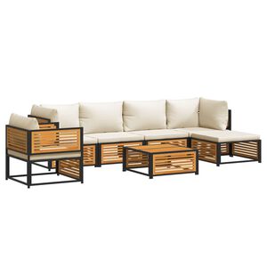 vidaXL Set canapele grădină cu perne, 7 piese, lemn masiv acacia