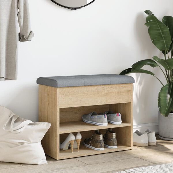 vidaXL Bancă pentru pantofi stejar sonoma 62x32x50 cm lemn prelucrat