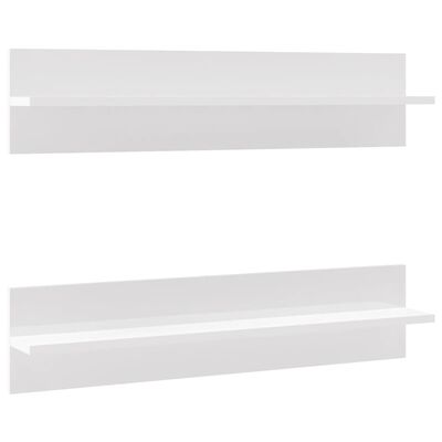 vidaXL Rafturi de perete, 2 buc., alb extralucios, 80x11,5x18 cm, PAL