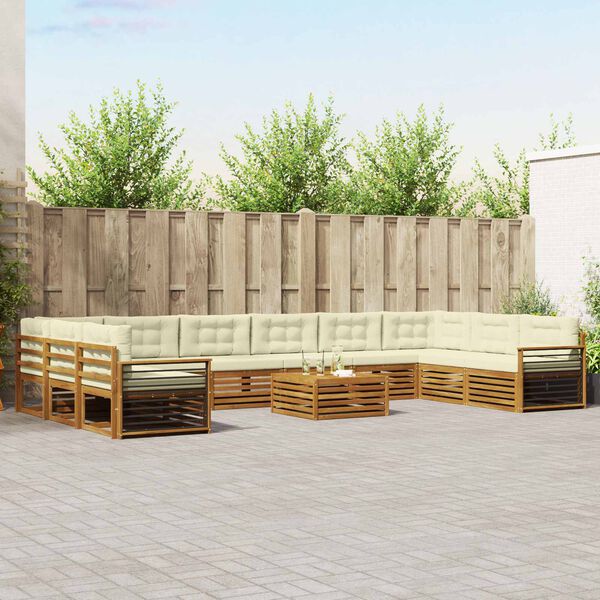 vidaXL Seturi de canapele 11 pcs Natural și Crem Lemn Solid de Acacia