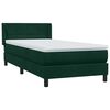 vidaXL Pat box spring cu saltea, verde &icirc;nchis, 80x220 cm, catifea