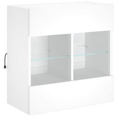vidaXL Comodă TV de perete cu lumini LED, alb, 58,5x30x60,5 cm