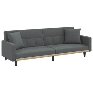vidaXL Canapea extensibilă cu perne, gri &icirc;nchis, textil