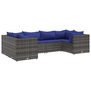 vidaXL Set mobilier de grădină cu perne, 6 piese, gri, poliratan