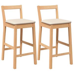 vidaXL Scaune de bar cu perne, 2 buc., lemn masiv natural, cauciuc
