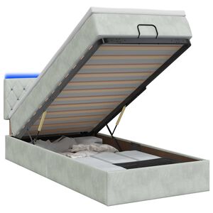 vidaXL Pat Ottoman cu Saltea și LED Gri deschis 80 x 200 cm Catifea