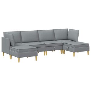 vidaXL Set de canapea modulară cu spațiu de stocare 6 buc. Gri deschis