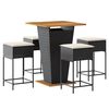 vidaXL Set mobilier bar de grădină cu perne, 5 piese, negru, poliratan