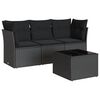 vidaXL Set mobilier de grădină cu perne, 4 piese, negru, poliratan