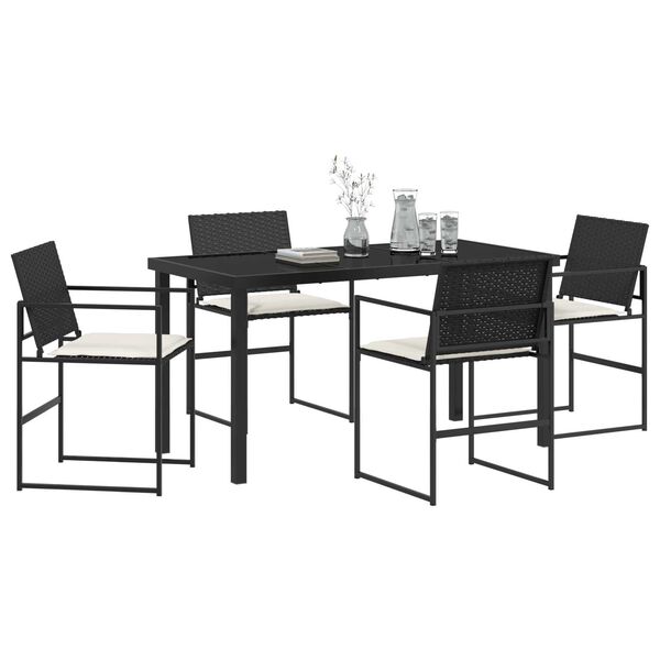 vidaXL Set de masă pentru grădină 5 pcs Negru