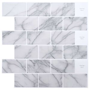 vidaXL Placă de metrou 10 pcs Marmură albă 30 x 30 cm