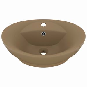 vidaXL Chiuvetă lux cu preaplin, crem mat, 58,5x39 cm ceramică, oval
