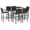 vidaXL Set mobilier bar de grădină, 7 piese, negru, poliratan