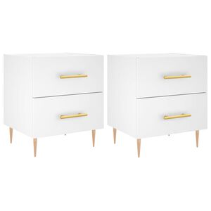 vidaXL Noptiere, 2 buc., alb, 40x35x47,5 cm, lemn compozit