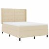 vidaXL Pat cu arcuri cu saltea cu headboard Crem 140 x 190 cm țesătură