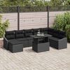 vidaXL Set de canapele pentru grădină cu pernă 9 pcs Negru