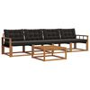 vidaXL Set de canapele de exterior cu pernă 5 pcs Natural și Negru