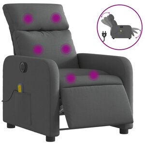 vidaXL Fotoliu electric de masaj rabatabil, gri &icirc;nchis, textil