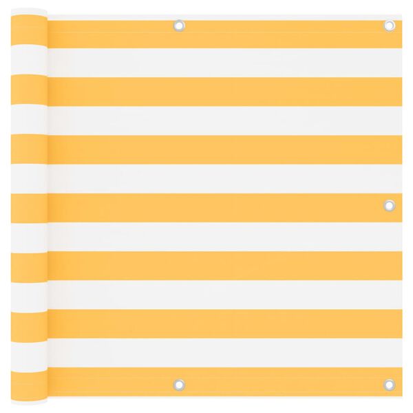 vidaXL Paravan de balcon, alb și galben, 90 x 300 cm, țesătură oxford