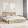 vidaXL Cadru de pat cu headboard Sonoma 200 x 200 cm Lemn de pin masiv