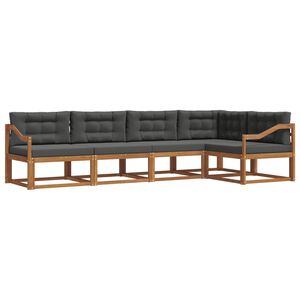 vidaXL Set de canapele de exterior cu pernă 5 pcs Natural și Antracit