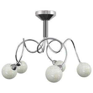 vidaXL Plafonieră cu abajururi rotunde din sticlă, 5 becuri LED G9