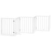 vidaXL Poartă c&acirc;ini pliabilă cu ușă 12 panouri, alb, 600 cm, lemn plop