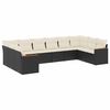 vidaXL Set canapele de grădină cu perne, 10 piese, negru, poliratan