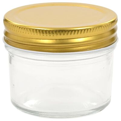 vidaXL Borcane din sticlă pentru gem, capace aurii, 96 buc, 110 ml